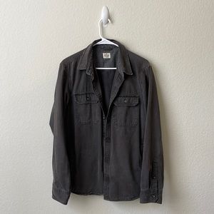 Marine Layer Broken In Canvas Overshirt in Washed Black